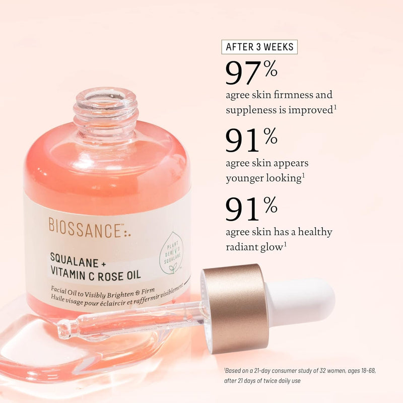 Biossance Squalane + Vitamin C Rose Oil. Facial Oil to Visibly Brighten 12ML Enchanted Belle Pakistan