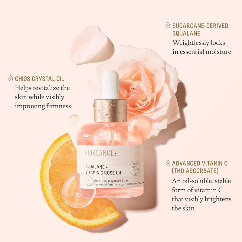 Biossance Squalane + Vitamin C Rose Oil. Facial Oil to Visibly Brighten 12ML Enchanted Belle Pakistan