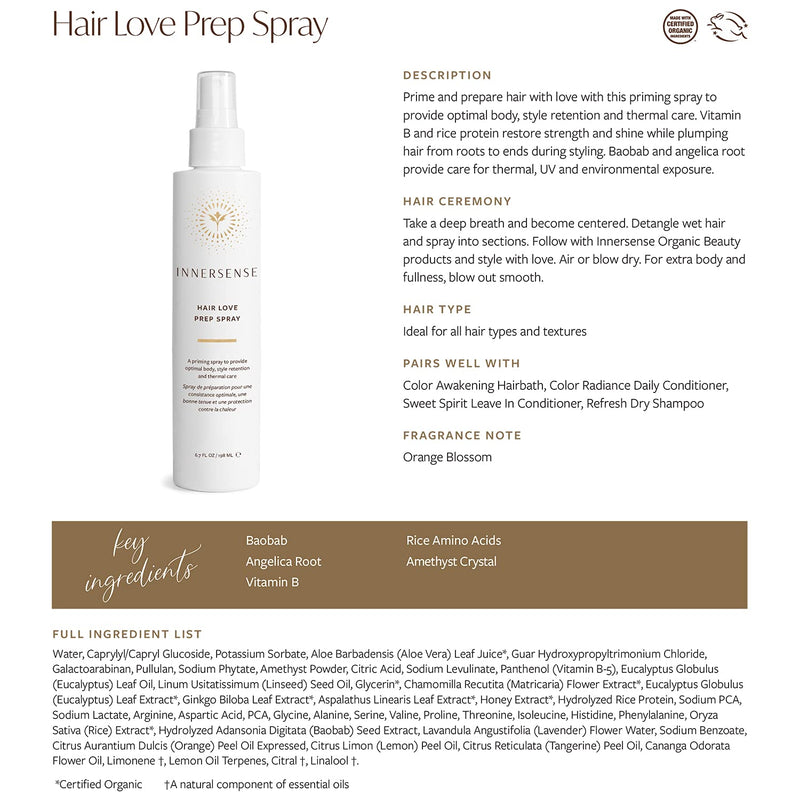 INNERSENSE Organic Beauty - Natural Hair Love Prep Spray For Body, Style Retention + Thermal Care Enchanted Belle Pakistan